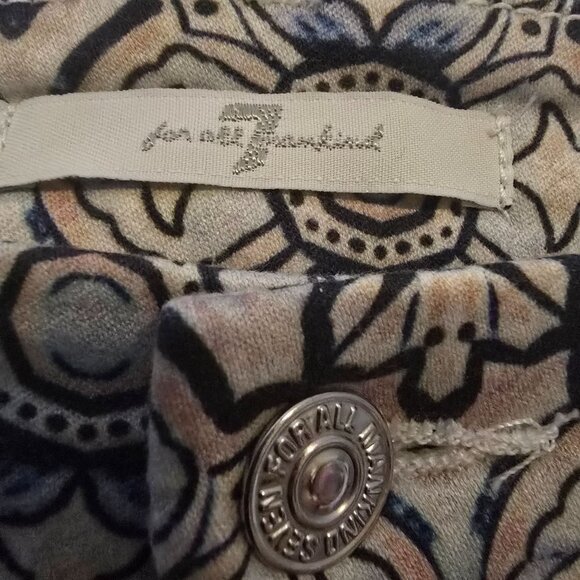 7 For All Mankind Pocket Jeggings White Blue Geometric Zip Button Skinny Jeans‎ - Picture 6 of 8